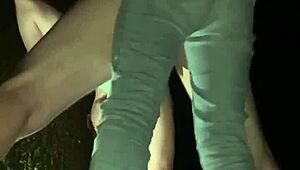 Wife Pegs Husband Outdoors in Public Woods