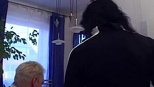 Brunette milf casually sucks and fucks her husband's cock for a facial