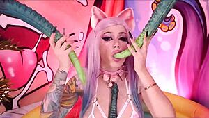 Solo anime girl gets creampied by long tentacles