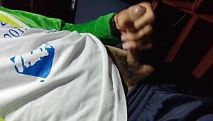 young man with big cock cums in spurts