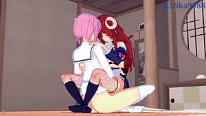 Shamiko Yuko Yoshida and Momo Chiyoda in Wild Futanari Action - Demon Girl Hentai