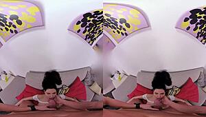 Horny slut in Czech VR 336 stops to suck cock POV