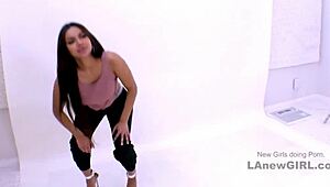 Dark skin model turns total slut during steamy photoshoot session