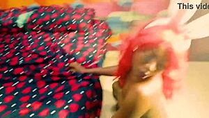 The horny ebony wife bent over for the landlord's monster cock in homemade sex