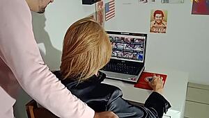 whoa, hidden camera catches naughty secretary banging the boss at work