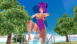 just chilling with 3d hentai, big ass and tits rocking fishnet