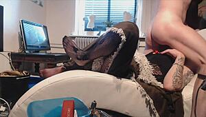 Sissy In Crossdressing And Friend Do Blowjob And Mouth Fuck