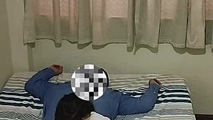 colegiala rides her profesor in cowgirl for a good grade, big ass bouncing