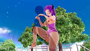 just chilling with 3d hentai, big ass and tits rocking fishnet