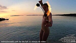 Man, I’m just lovin’ nude fire dancin’ at sunset on beach!