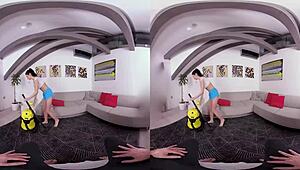 Horny slut in Czech VR 336 stops to suck cock POV