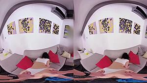 Horny slut in Czech VR 336 stops to suck cock POV