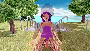 just chilling with 3d hentai, big ass and tits rocking fishnet