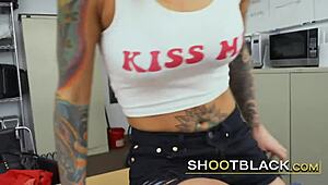 Blue-Eyed Beauty At Office Takes Boss's Fingers In Mouth For Oral Play