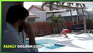 stalker step uncle sneaks up on naked stepniece at poolside - vienna black
