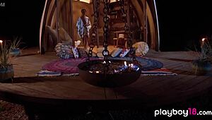 Hey, wanna see flexible milf Daniella Smith and a teen doing nude yoga outdoors?