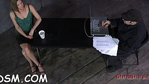 shocking prod hits bound chick's tits and shaved cookie