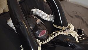 miss maskerade latex couple blows master before bound sex
