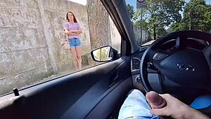 Teen Girl Masturbates Riskily at Bus Stop, Leading to Outdoor Muff Diving and Creampie