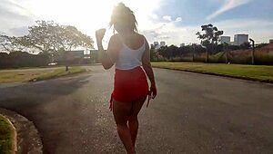 Brazilian married milf shows off in parking lot