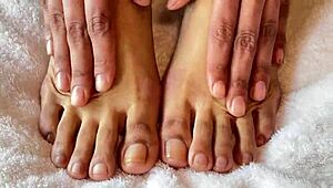 Polish pornstar shows off clear nails and bare feet fetish