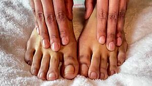 European pornstar's solo show of sexy barefoot nail care