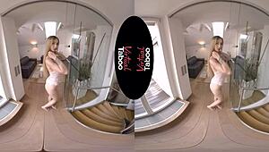 Blonde's Shaved Pussy Orgasms in POV Taboo Scene