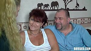 german milfs team up to suck in a vintage threesome
