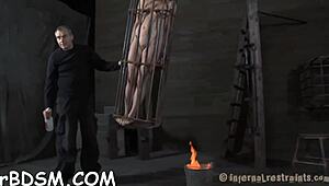 Extreme whipping and sucking in intense BDSM video