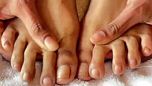 Polish pornstar shows off clear nails and bare feet fetish