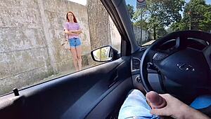 Teen Girl Masturbates Riskily at Bus Stop, Leading to Outdoor Muff Diving and Creampie