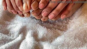 Polish pornstar shows off clear nails and bare feet fetish