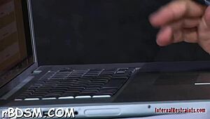 shocking prod hits bound chick's tits and shaved cookie