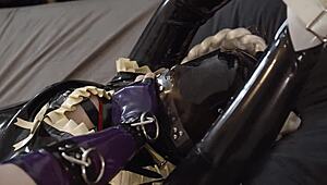 miss maskerade latex couple blows master before bound sex
