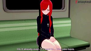 Pretty Parasoul gives PUBLIC BLOWJOB on bus in Skullgirls hentai.
