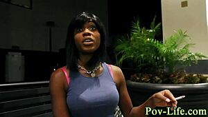 ebony teen takes monster cock pov to facial cumshot