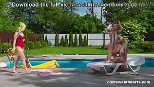 summer wet and wild lesbians scissoring in pool