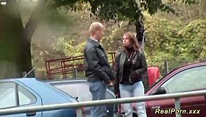 Busty milf picked up and fucked outdoors