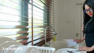 washing the dishes turns into fucking creampie session