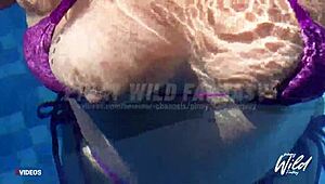 Busty Filipina wife shows off her big tits in the outdoor pool