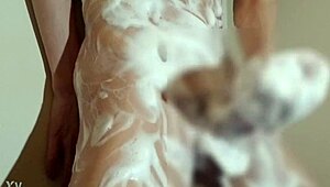 i'm a japanese boy, naked in bath, shaving and masturbating till cum...