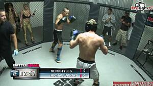 skinny ebony babe fucks hard in the boxing ring!