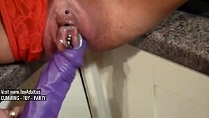 Hardcore toy play with intense fist pounding and facial
