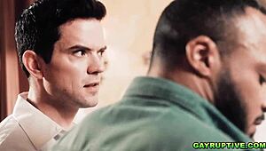 Dillon Diaz feels intense pleasure bursting cum in interracial orgy.