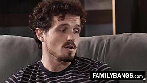 Irresistible topless stepsister craves stepbro's dick on the sofa 😍