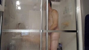 husband fucks wife in shower with dildo and buttplug 😏