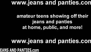 Amateur wife struggles to remove super tight skinny jeans