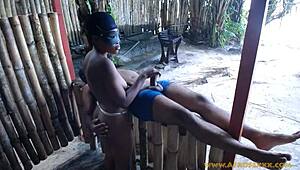 Black beauty gives a steamy public blowjob and gets fucked in a wild sex competition