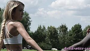 classy vixen spooning assfucked outdoors by monster bbc