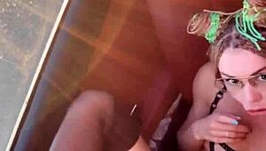 Horny Babe Moans Loud While Masturbating in Public Convertible!